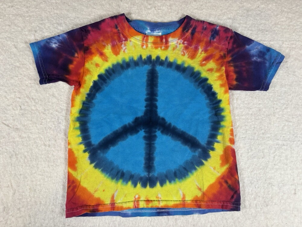 Kids Youth XS Peace Sign Tye Dye Tee Shirt 100% Cotton